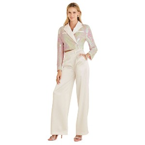 VENUS Womens Cropped Sequin Blazer - 1 of 4