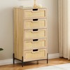 5 Drawer Dresser, Natural Rattan Chest of Drawer with Solid Metal Legs, Farmhouse Tall Dresser with Wood Top, Modern Storage Cabinet for Bedroom - 4 of 4