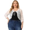 Agnes Orinda Women's Plus Size Shrug 3/4 Sleeves Lace Tie Neck Crop Bolero Cardigan - 4 of 4