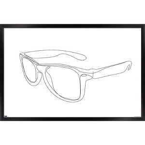 Trends International LINE AND BRUSH - Continuous Line Sunglasses Framed Wall Poster Prints - 1 of 4