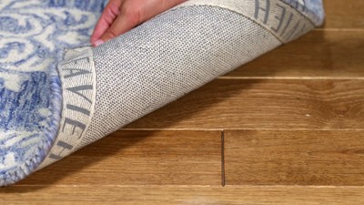 Elegant Blue Trellis Hand-Tufted Wool Rug 4' x 6'