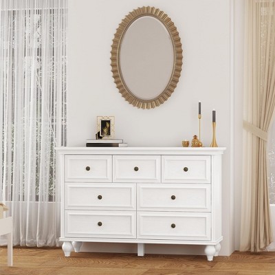 7 Drawer Dresser for Bedroom, Drawer of Chest with Metal Handles