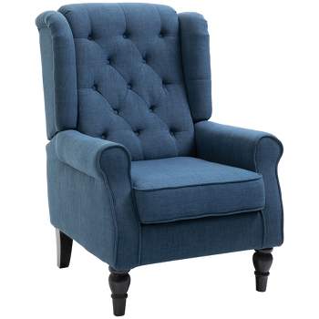 HOMCOM Button-Tufted Accent Chair with High Wingback, Rounded Cushioned Armrests and Thick Padded Seat