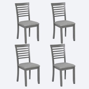 Gulches Gray Wood Dining Chairs Set of 4 Padded Linen Seat Solid Legs Kitchen Side Chair - 1 of 4