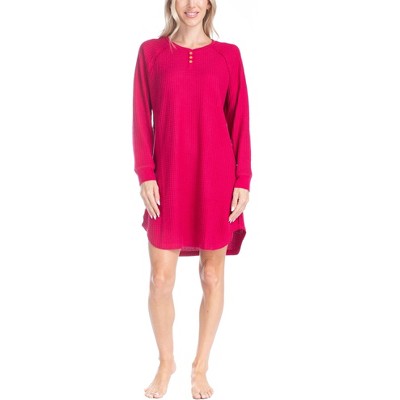 Ocean Pacific Women's Waffle Knit Long Sleeve Sleepshirt