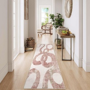 Luxury Modern Area Rug Ultra Soft Non Slip Stain Resistant Indoor Mat Machine Washable Low Pile Abstract Carpet - 1 of 4