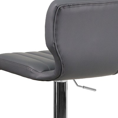 Elevate Gray Vinyl and Chrome Adjustable Swivel Barstool