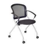 12pk Cadence Flexible High Back with Padded Fabric Seat Nesting Chair Black - Regency