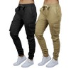 Galaxy By Harvic Women's  Loose Fit Cotton Stretch Twill Cargo Joggers- 2 Pack - 3 of 4