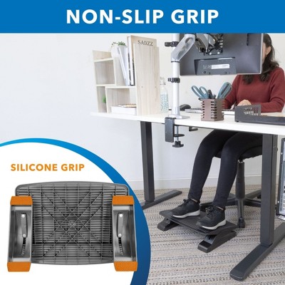 Black Adjustable Ergonomic Under Desk Footrest with Massaging Surface