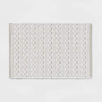 20x32 Knit Striped Chenille Bath Rug Fringe White - Threshold™ : Target