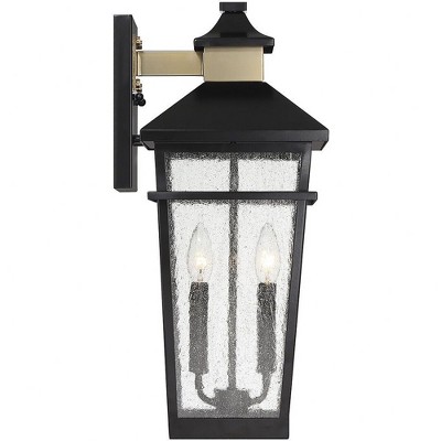 Kingsley Matte Black and Brass 2-Light Outdoor Lantern