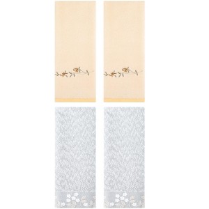 REGALWOVEN 4 Pcs 100% Cotton Floral Embroidered Soft Absorbent Decorative Hand Towel - 1 of 4