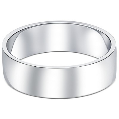 Pompeii3 10k White Gold 6mm Flat Comfort Fit High Polished Wedding Band Mens Ring