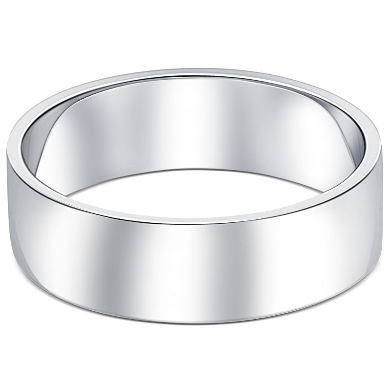 Pompeii3 10k White Gold 6mm Flat Comfort Fit High Polished Wedding Band Mens Ring, 1 of 5