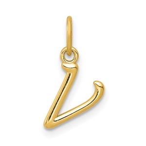 Black Bow Jewelry 14k Yellow Gold, Claire Collection Mini Lower Case Initial V Charm - 1 of 4