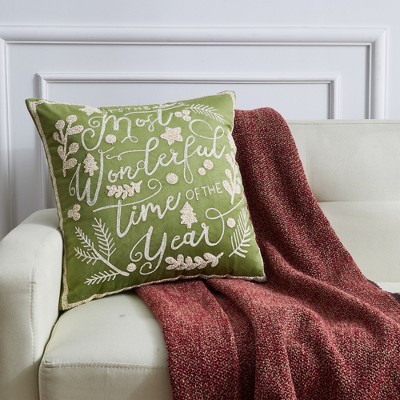 Christmas Holiday Embroidered Throw Pillow - Great Bay Home