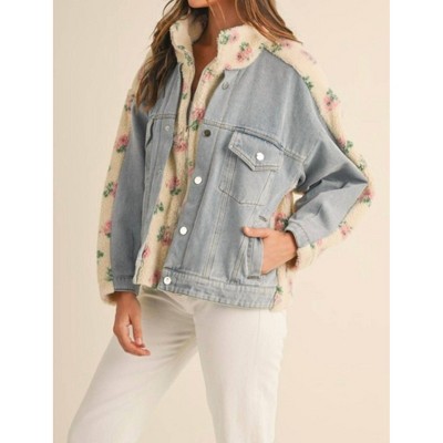 Women's Shearling and Denim Combo Jacket - MABLE