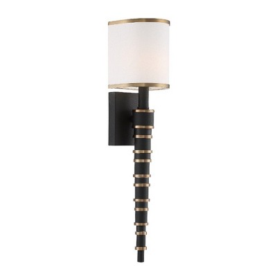 Sloane Vibrant Gold and Black Forged Silk Shade Wall Sconce