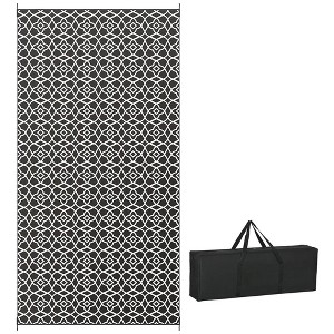 Resenkos Floor Mat Carpet,Indoor Door Mat,Reversible Outdoor Rug Carpet RV Camping Rugs with Carry Bag, 9' x 18', Black & White Clover 215" Black - 1 of 4