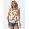 Allegra K Women's Tropical Floral Printed Square Neck Ruffle Sleeve Tank Top - 3 of 4