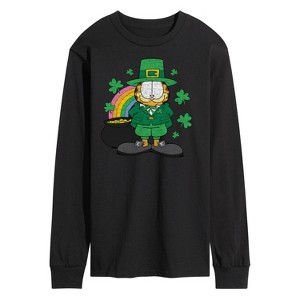 Men's - Garfield - Garfield Rainbow Shamrocks Patrick's Day Long Sleeve Graphic T-Shirt - 1 of 4