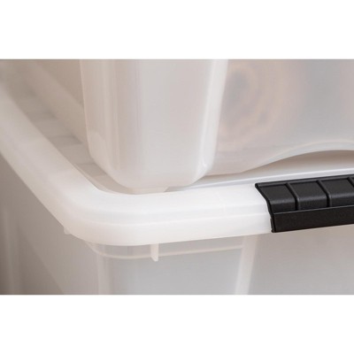 Pearl Stackable Plastic Storage Bins with Lids, 40 Qt, 4 Pack