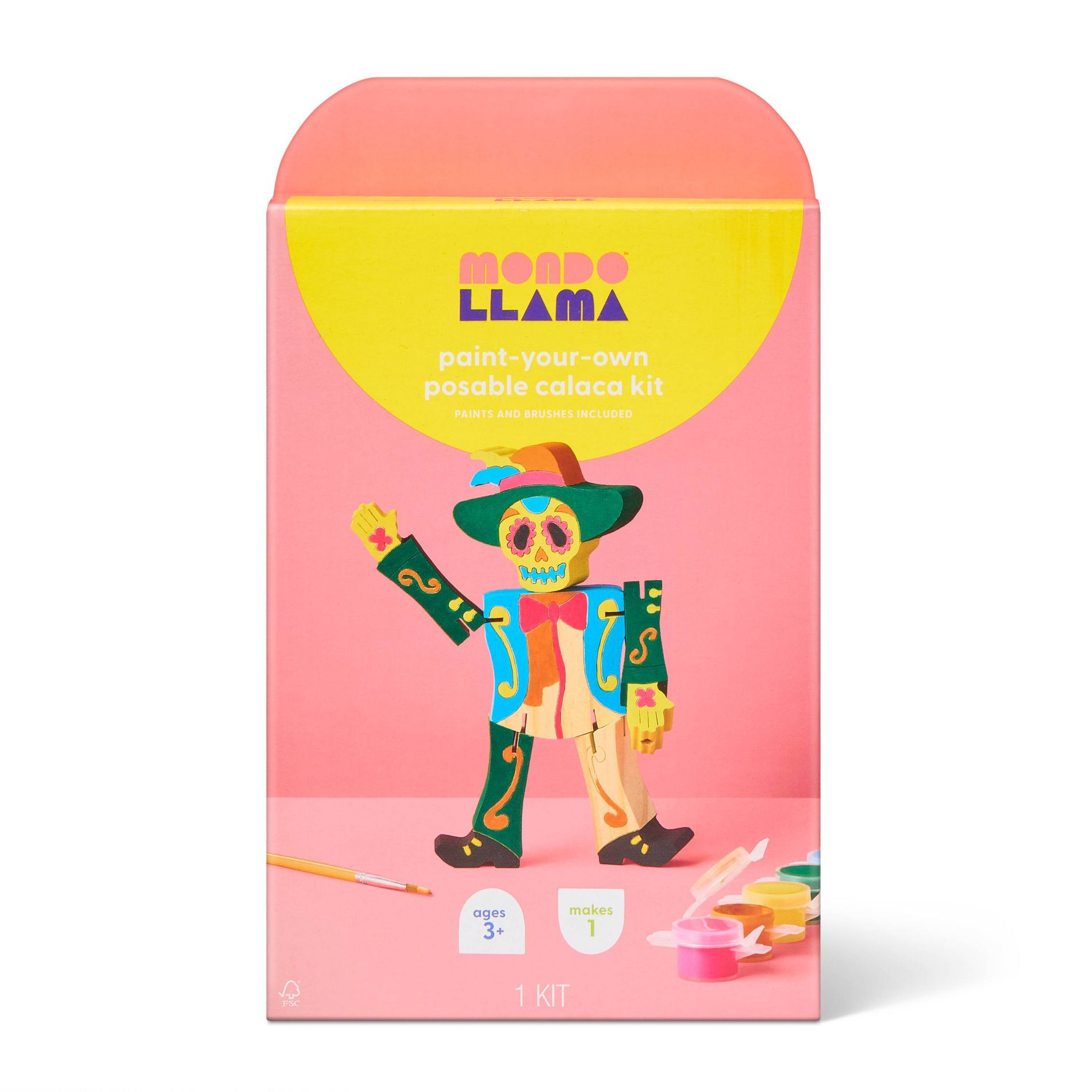 Día De Muertos Craft Wood El Catrin Character Painting Activity Kit - Mondo Llama™