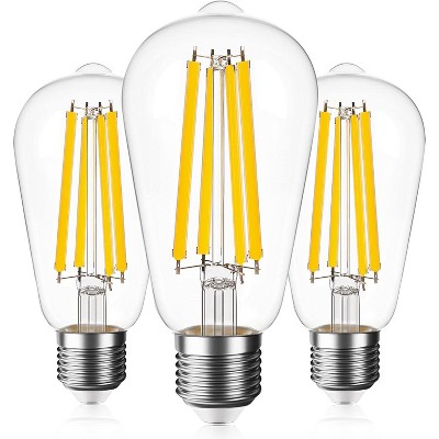 Runesay Dimmable Vintage Edison Light Bulbs 100w Equivalent, LED Filament Bulbs 12W ST58/ST19 Warm White 2700K, E26 Base, Clear Glass