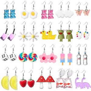 20-25 Pairs Weird Cute Earrings Drop Dangle Earrings for Women Food Earrings Aesthetic Earrings Weirdcore Kawaii Funny Earrings Set - 1 of 4