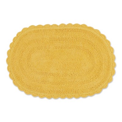 Design Imports Yellow Small Oval Crochet Bath Mat
