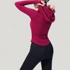 Anna-Kaci Active Women's Full Zip Long Sleeve Hooded Active Jacket with Slim Fit and Thumbhole Cuffs - 3 of 4