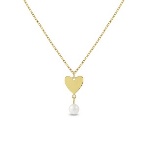 Girls' Heart Pearl Drop 15" 14k Gold Necklace - In Season Jewelry - 1 of 1