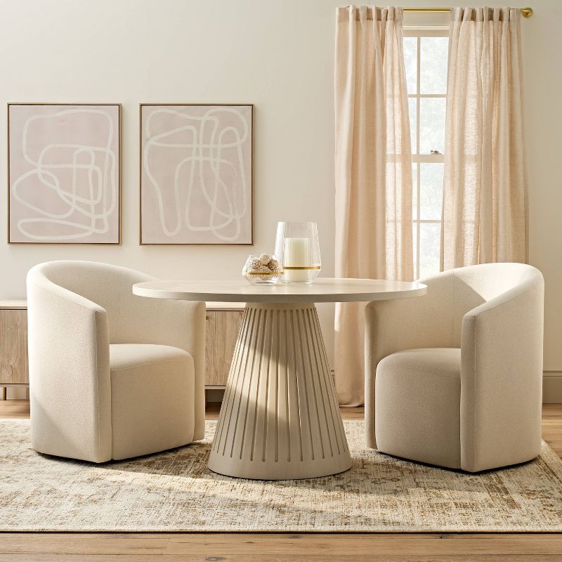 Aveline Barrell Dining Chair with Casters Cream/Linen - Threshold&#8482;, 3 of 9