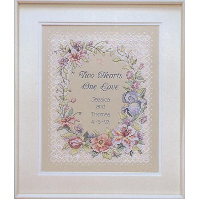 Dimensions Stamped Cross Stitch Kit 11"X14"-Two Hearts Wedding Record