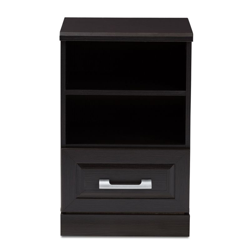 Odelia Modern and Contemporary Finished 1 Drawer Nightstand Dark Brown - Baxton Studio, 4 of 11