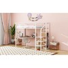 CAVINAS Twin Size Bed with Desk and Metal Grid, Twin Frame Bed with Lateral Storage Ladder and Wardrobe, Metal Loft, Stylish Metal, White - 4 of 4