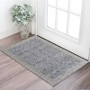 Blue Taupe And Ivory Ikat Distressed Area Rug With Fringe - 2 of 4