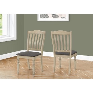 Monarch Specialties Dining Chair 39inch Height Set Of 2 Upholstered Dining Room Kitchen Side Antique Grey Grey Fabric Wood Legs Transitional - 1 of 4