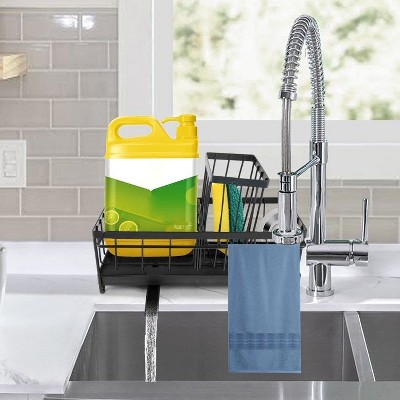LunaLulinlk Sponge Holder for Kitchen Sink,Stainless Steel Freestanding Sink Caddy,Kitchen Organizer,Black,1 Pack