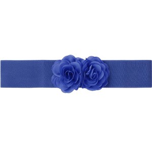 Elerevyo Women's Big Double-Flower Stretchy Elastic Wide Chunky Dress Waistband Belts - 1 of 4