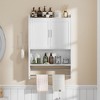 VECELO Bathroom Storage Cabinet, Free Standing Floor Cabinet, Wall Mount Storage Organizer with 2 Doors & 1 Open Shelf, White - 3 of 4