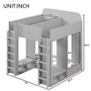 Triple Bunk Bed with Built-In Storage Shelves & Hooks, Loft Bed Frame with Safety Guardrails, Twin+Twin over Twin XL - ModernLuxe - 4 of 4