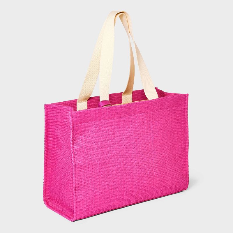 Elevated Straw Tote Handbag with Zip Pouch - A New Day™, 4 of 8