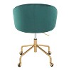 TiramisuBest Contemporary Green Velvet Task Chair with Adjustable Features, Gold Base (Indoor, 250 lbs Limit, Assembly Required) - 4 of 4