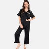 Anna-Kaci Lounge Women's Embroidered Collar Pajama Set with Ruffle Trim and Button-Up Top - 4 of 4