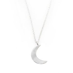 Slickblue Handmade Crescent Moon Pendant Necklace - 14" Silver Polished Brass Chain - 1 of 3