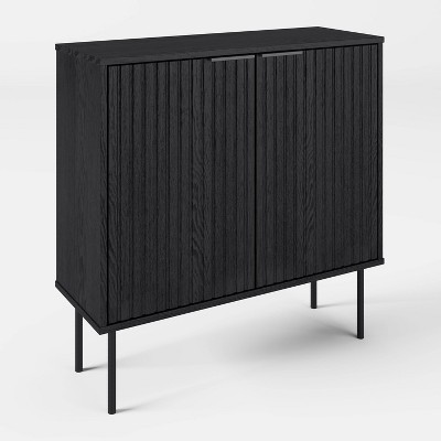 Lysander Black MDF Fluted Door Storage Bar Cabinet