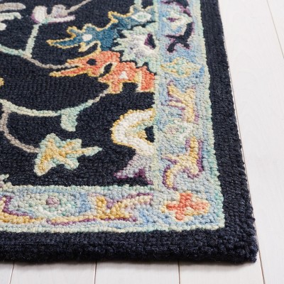 Blossom BLM473 Handmade Tufted Area Rug - Black/Blue - 8' X 10' - Safavieh
