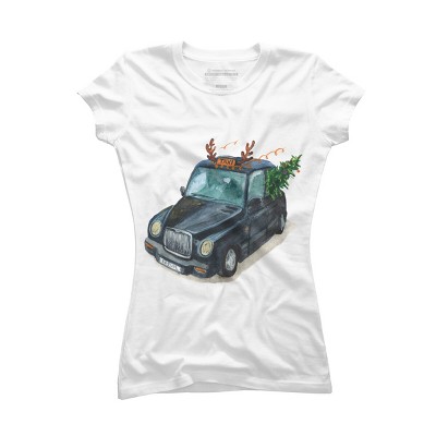 Junior's Design By Humans Christmas Cab By ValerieShephard T-Shirt